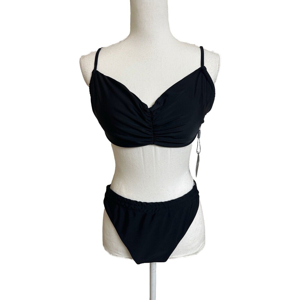 NWT Zaful Women's US 10 Black 2 Piece Bikini Set Top & Bottoms NEW
